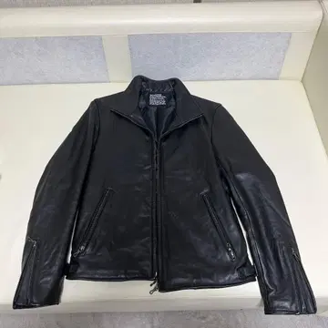 블랙 가죽 자켓 스탠드 카라