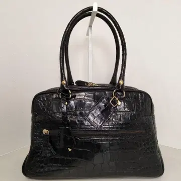 J&M DAVIDSON 비비 악어 엠보싱 핸드백 가죽 블랙