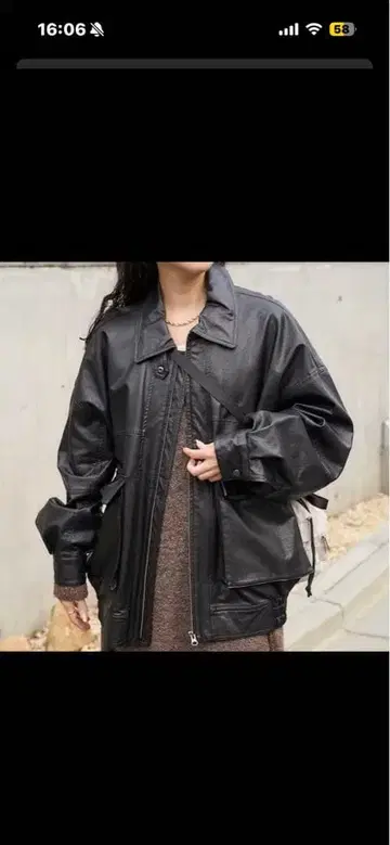 FREAK'S STORE 블랙 인조 가죽 블루종