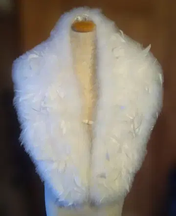 화이트 깃털 숄 스톨 성인식 후리소데 파티 드레스에도