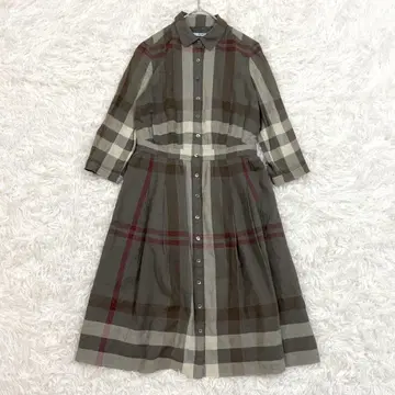 BCBG 체크 무늬 셔츠 원피스 그레이 계열 멀티 컬러 하늘하늘