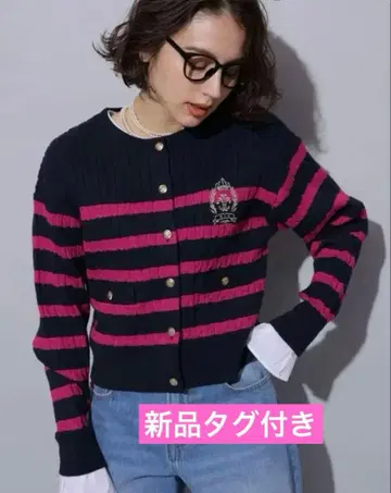 [택 포함 새상품] Arpege story 자수 케이블 가디건