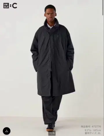 미사용 UNIQLO C 블랙 L 후디드 코트 블랙 L 유니클로
