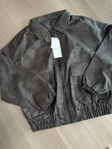 새상품 Discort 오버 인조 가죽 블루종