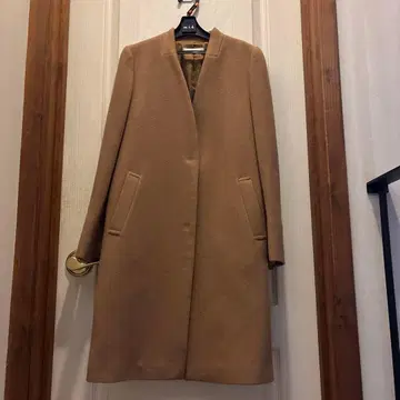 Over20 베이지 노카라 울 100% 코트