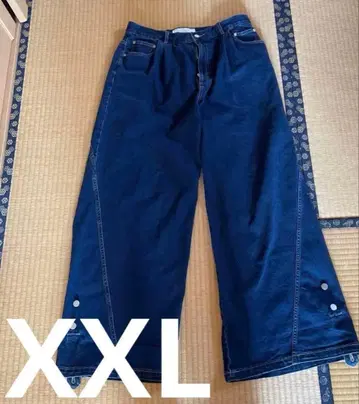 XXL 다크 블루 데님 와이드 레그