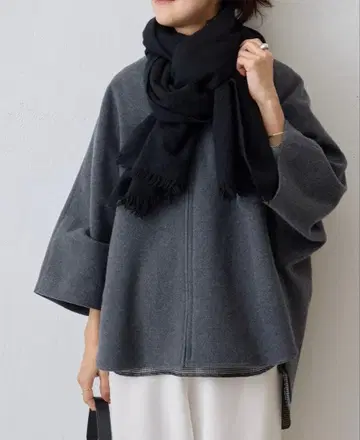 택 포함 새상품 미사용품 비어즐리 울 융모 스톨 블랙