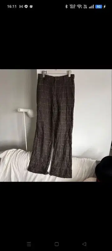 UNITED ARROWS 체크 와이드 팬츠 다크 그레이