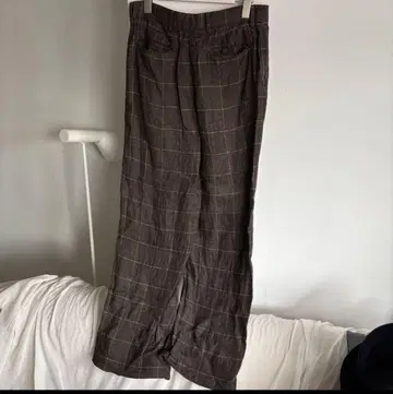 UNITED ARROWS 체크 와이드 팬츠 다크 그레이