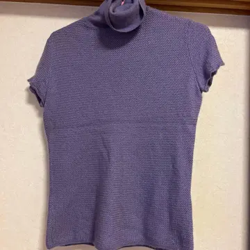 퍼플 하이넥 니트 반팔
