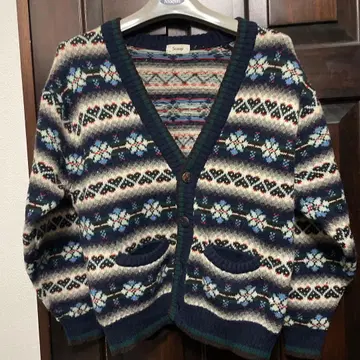 Scoop 페어아일 패턴 가디건