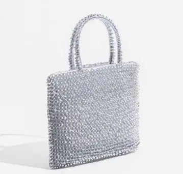 실버 비즈 편직 토트백