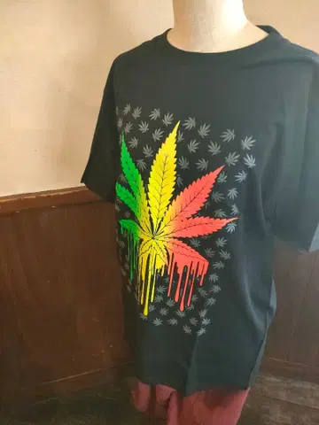 한정판 가격 인하 마리화나 t-shirt 라스타 컬러 L 사이즈