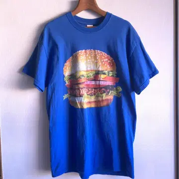 레어 고화질 프린트 햄버거 T셔츠 파랑 L사이즈