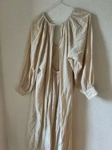 베이지 100% 코튼 롱 원피스 시루무린