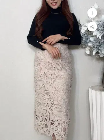 FEERICHELU 니트 펄 장식 하이넥 리브 페리쉘