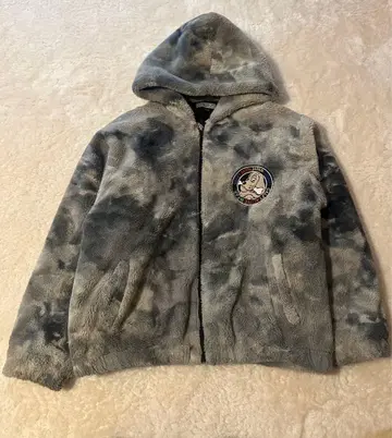 GALFY 그레이 카모플라쥬 플리스 자켓 후드 부착