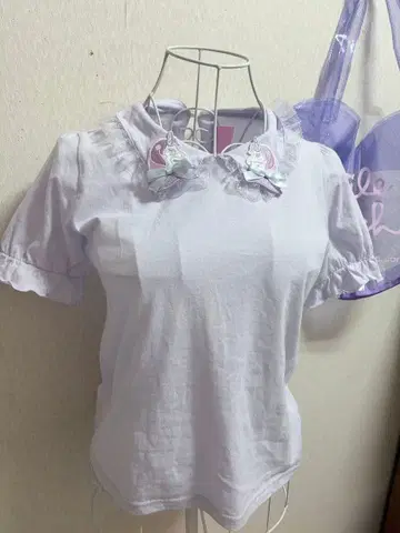 유니콘 자수 반팔 셔츠 라벤더