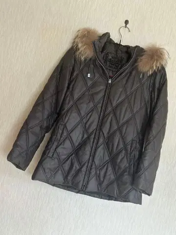 DONNA 퀼팅 다운 그레이 브라운 카키 독일제 퍼 모