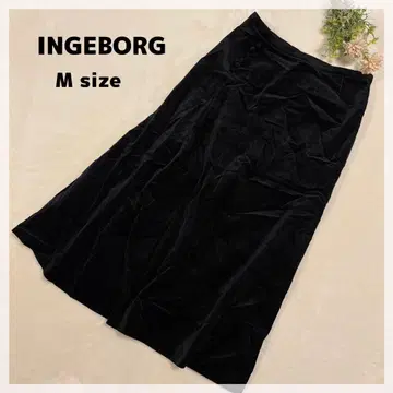 [잉게보그] 벨로아 느낌 롱 스커트 M 블랙 포멀 고급 일본제