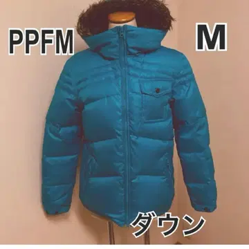 PPFM 다운 자켓 M 파랑 블루 후드 퍼