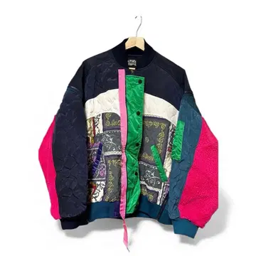 아다치 유미 착용 ELF SACK 컬러풀 퀼팅 자켓 패치워크