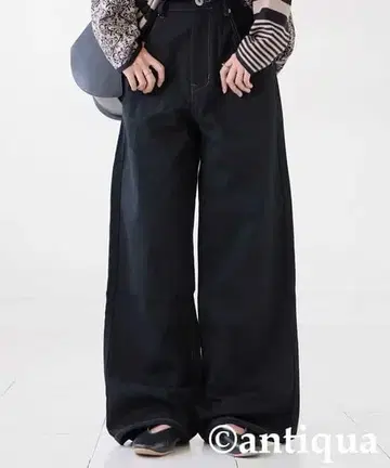 안티카 블랙 와이드 데님 팬츠 L 사이즈