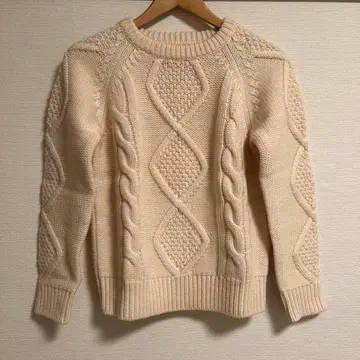 BEAMS BOY 아이보리 케이블 짜임 스웨터