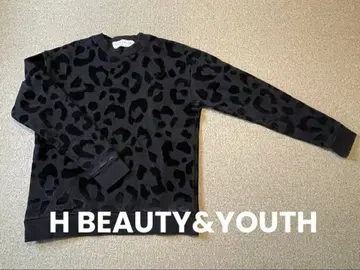 H BEAUTY&YOUTH 레오파드 블랙 맨투맨