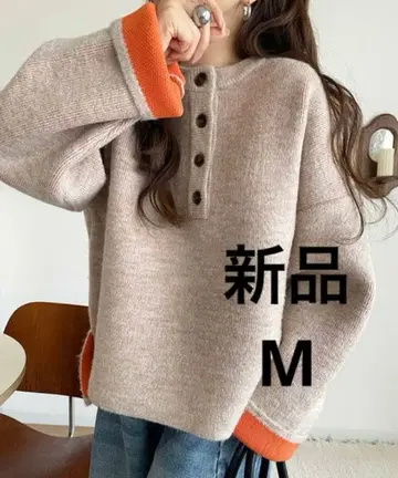 새상품 classicalelf 더블 페이스 소재 크루넥 배색 니트 풀오버