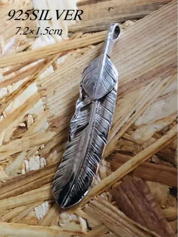 925 실버 깃털 페더 대형 목걸이