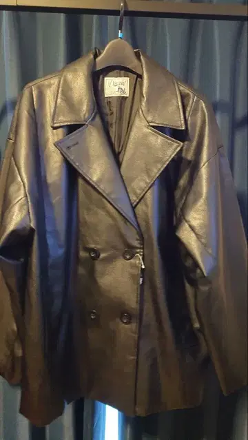 Discoat 블랙 가죽 더블 브레스트 자켓 택 포함 새상품