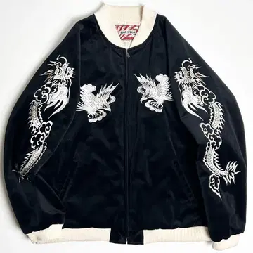 XXL [레어] 휴스턴/벨벳 스카잔/자수/용/호랑이/매/블랙