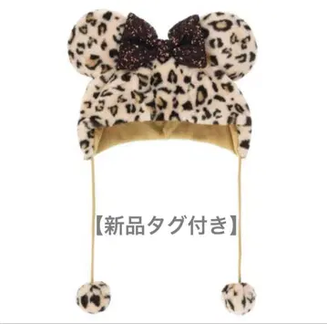 [택 포함 새상품] 디즈니 레오파드 무늬 팬캡 브라운