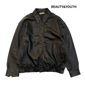 새상품급 BEAUTY&YOUTH 25AW 러브 가죽 플라이트 자켓 XL