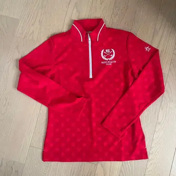 Munsingwear 여성용 하프 지퍼 셔츠 레드