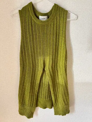 리브 니트 슬리브리스 올리브 그린 사이즈 2