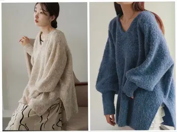 kastane 멜란지 V넥 니트 풀오버 2개 세트