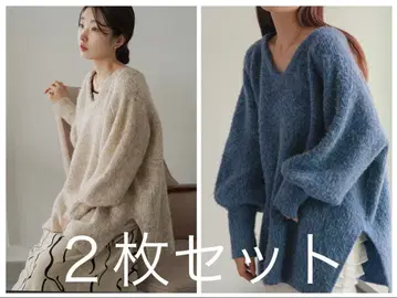 kastane 멜란지 V넥 니트 풀오버 2개 세트 카와구치 하루나 착용