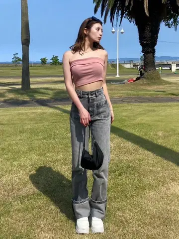 [ 즉시 구매 ] DIANTE 롤업 루즈 데님