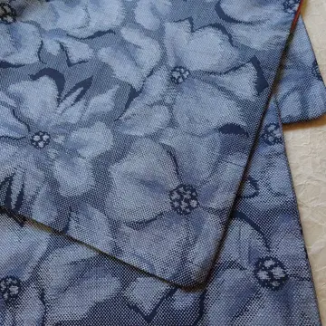 블루 계열 꽃무늬 오시마 명주