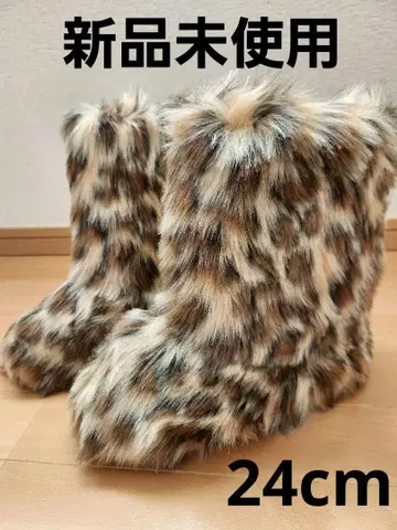 미착용 새상품 여성용 레오파드 무늬 부츠 복슬복슬