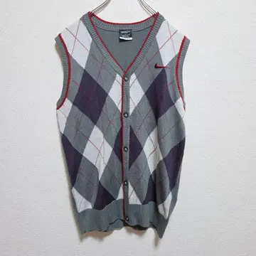 나이키 골프 니트 베스트 아가일 자수 로고 L