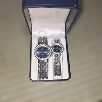 Chanson 페어 워치 다크 블루 스톤 장식