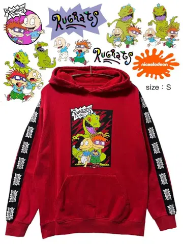 Rugrats 후드티 S 빨간색 USA 구제 의류