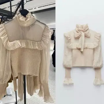 ZARA 니트 프릴 쉬폰