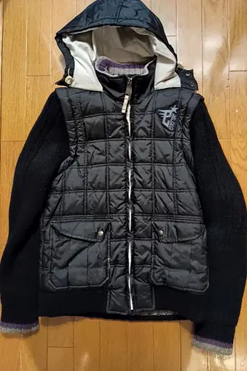 ENERGIE 에너지 니트 절개 다운 베스트풍 자켓 블랙