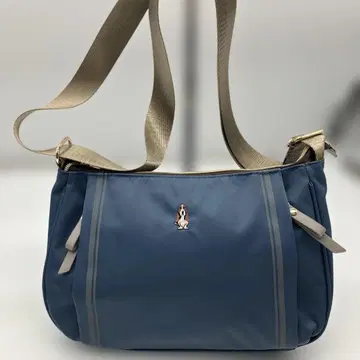 [ Hush Puppies ] 나일론 숄더백 파랑 스트라이프 로고