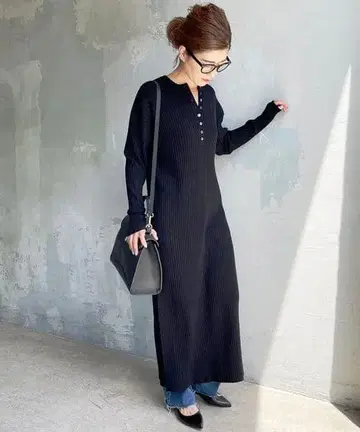 Spick and Span 헨리넥 리브 니트 원피스