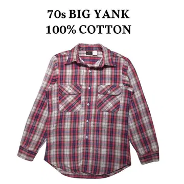 70s BIGYANK 빅양크 플란넬 셔츠 빨간색 페이드 빈티지